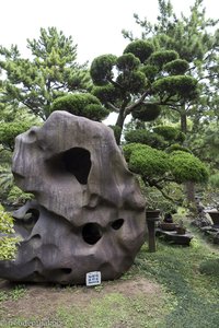 Steinformationen und kunstvolle Büsche im Exotic Hallim Park