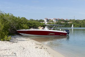 Unser kleines Boot bei der Halbinsel Barú der Islas del Rosario