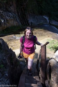 Anne unterwegs beim Arroyo Trinitario-Wasserfall