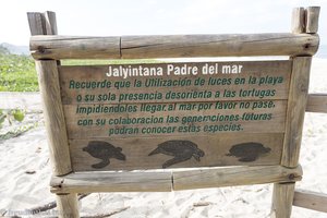 Hinweisschild zu den Schildkröten im Tayrona Nationalpark