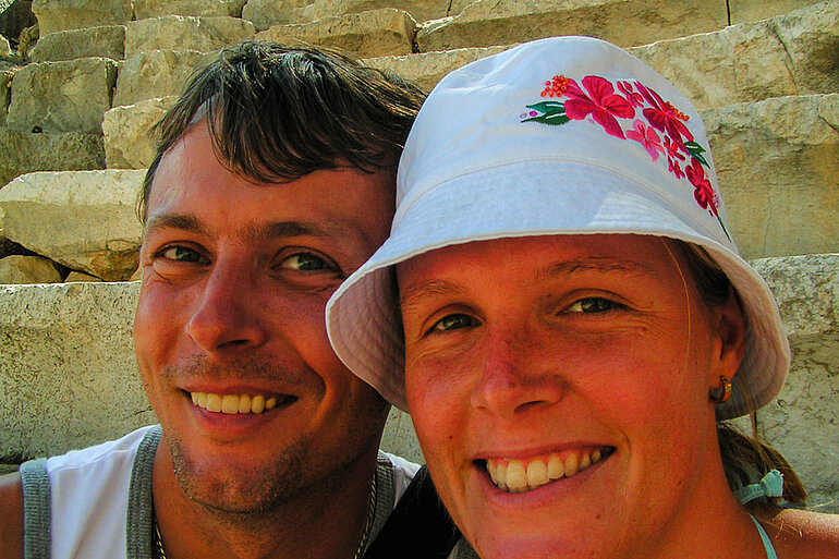 Lars und Anne im Amphitheater von Arykanda