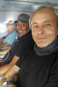 Cilfredo und Lars auf dem Flug nach Cartagena.
