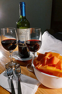 Rotwein und Papaya - sooo lecker
