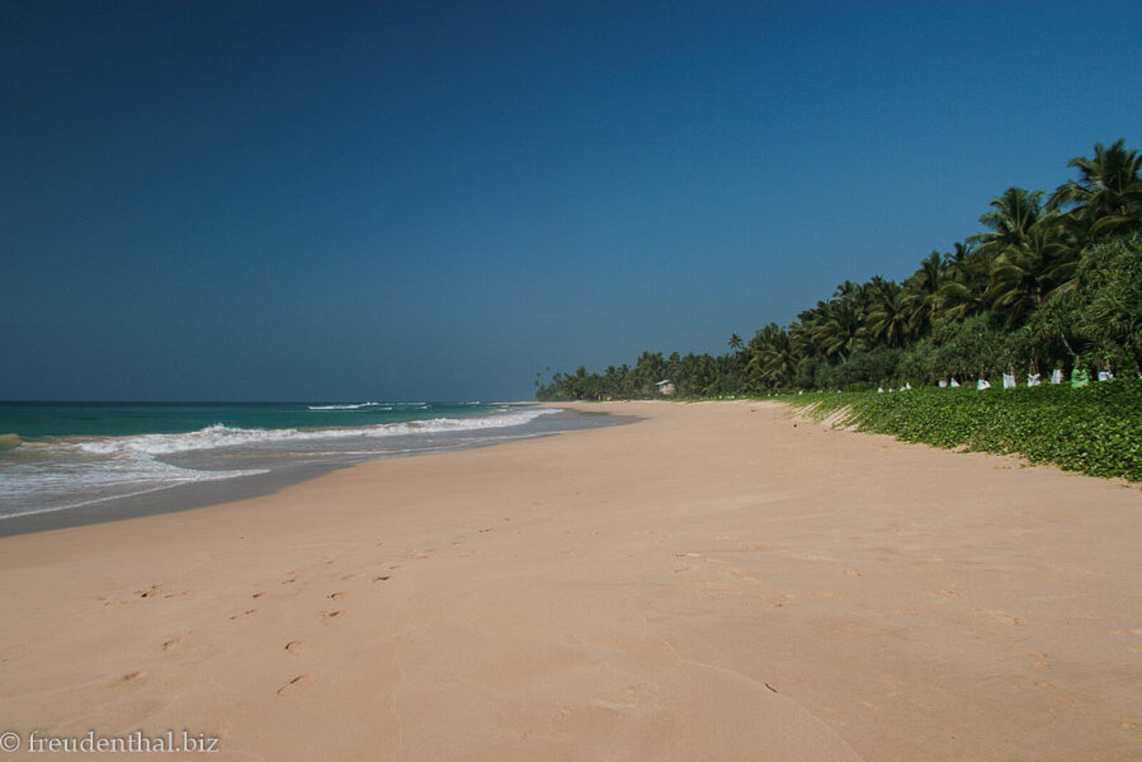 kilometerlanger Sandstrand bei Habaraduwa im Süden von Sri Lanka