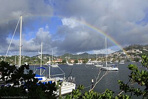 Hotel Harmony Suites, Ausblick von unserem Zimmer über die Lagune von Gros Islet