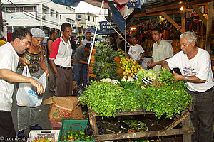 Gemüseverkäufer auf dem Markt in Santo Domingo