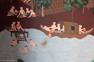 Wandbild im Wat Intharawiharn (man beachte das Krokodil)