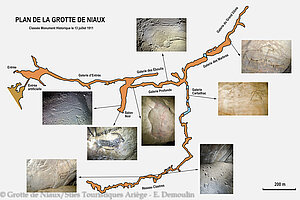 Übersichtsplan zur Grotte de Niaux