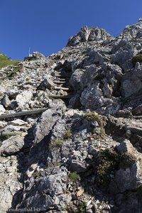 leichte Kletterpartie am Südgrat vom Nebelhorn
