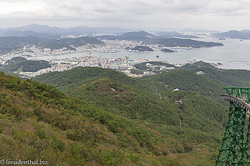 Blick auf die Seilbahn von Tongyeong