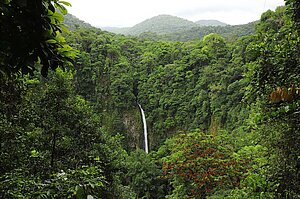 Aussicht auf die Catarata Río Fortuna von der oberen Plattform