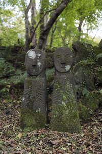 Mystische Figuren im Wald des Jeju Stone Parks