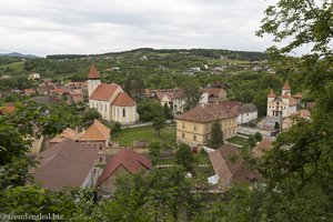 Blick vom Kirchberg auf Michelsberg Cisnadioara in Rumänien
