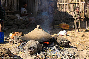 Injera auf dem Feuer