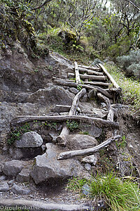 Kletterhilfen aus Holz zum Piton des Neiges