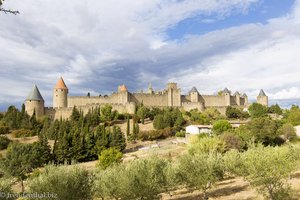 Die Festung von Carcassonne in der Region Languedoc-Roussillon.