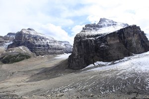 Blick über den unteren Victoria Gletscher und den Lefroy Gletscher