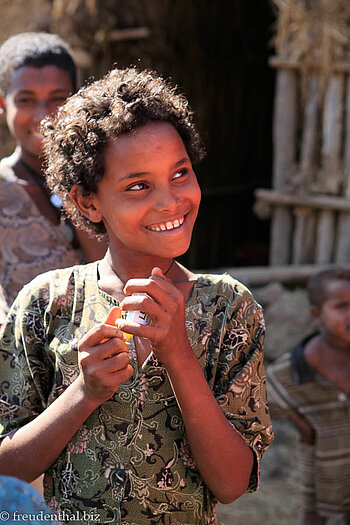 Ein dankbares Lächeln für ein Stück Seife.