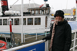 Annette im Schneegestöber von Stockholm