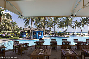 unsere Aussicht beim Essen im Hilton Salalah