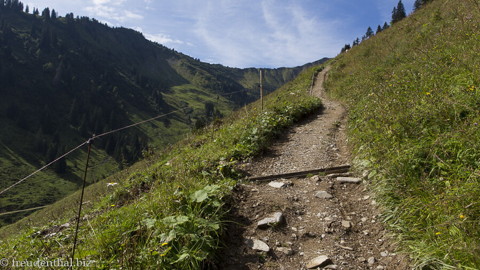 Wanderweg von Baad im Kleinwalsertal hoch zur Spitalalpe