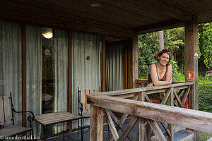 Anne auf dem Balkon bei Rancho san Vicente