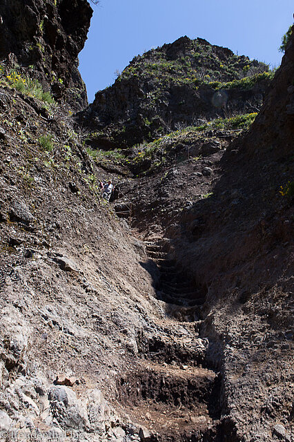 Steiler Aufstieg auf der Umleitung zum Pico Ruivo
