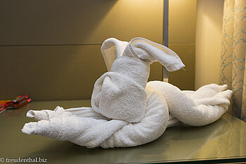 Ein Handtuchhund im Rotana Resort