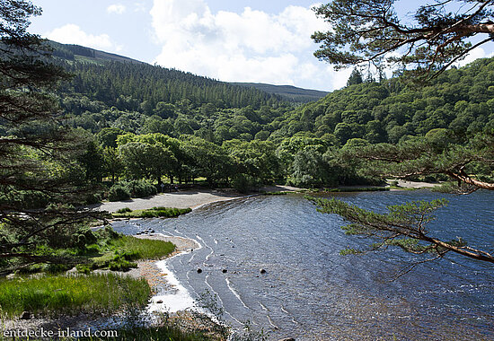 Blick über den Upper See bei Glendalough in Irland
