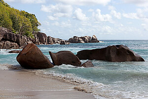 das südliche Ende der Anse Takamaka