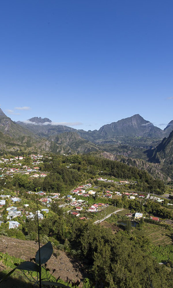 Blick in den Talkessel von Salazie auf Réunion