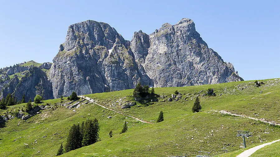 Blick von der Breitenbergbahn zum Aggenstein