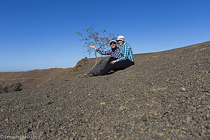 Lars und Anne auf dem Kraterrand der Caldera Blanca