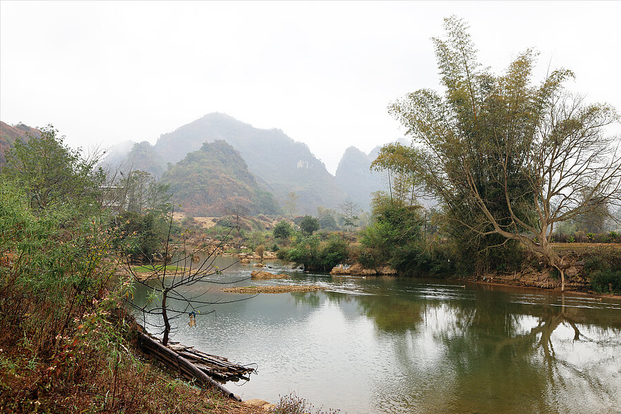 Nebel über dem Quây‑Sơn‑Fluss