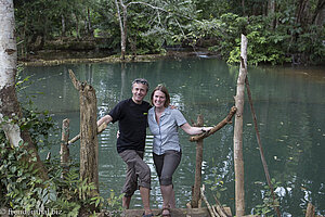 Anne und Lars beim Elefantenbad des Houay Se