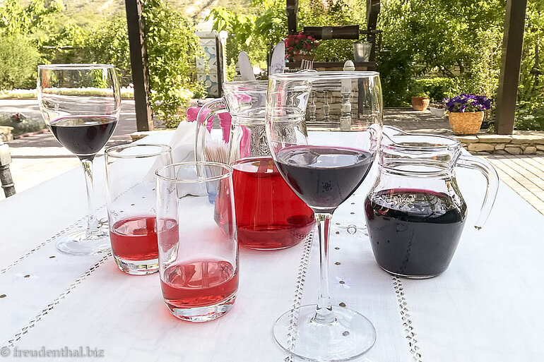 selbst gekelterter Wein und eigene Limonade - Resedinta Rotundu in Butuceni