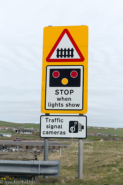 Ampel auf der Straße wegen dem Sumburgh Airport