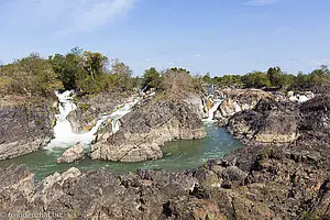 Blick auf den Somphamit-Wasserfall auf Don Khon