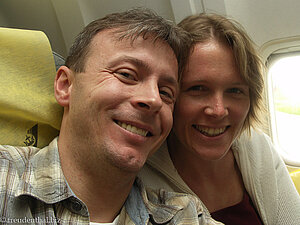 Royal Brunei - Annette und Lars auf dem Flug  nach Bangkok