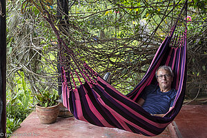 Lars auf der Hängematte bei der Hacienda Anacaona in San Agustin