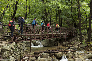 Koreanische Wanderer im Tal Cheonbuldong