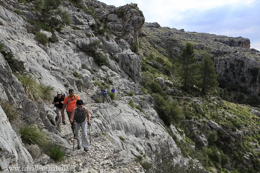 Wanderer auf dem Weg um den Puig Roig