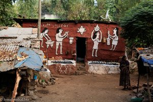 Wandmalerei beim Falascha-Dorf Wolleka