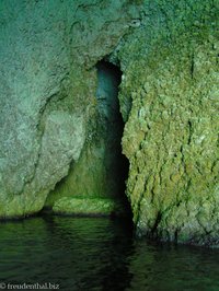 Grün wirkende Wände in der Phosphorhöhle von Gökkaya.