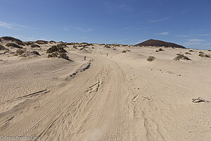 Die wüstenhafte Landschaft an der Playa de La Lambra