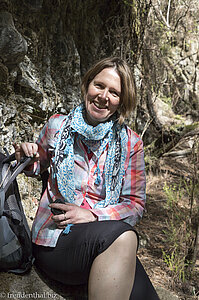 Anne bei der Pause im Barranco del Agua