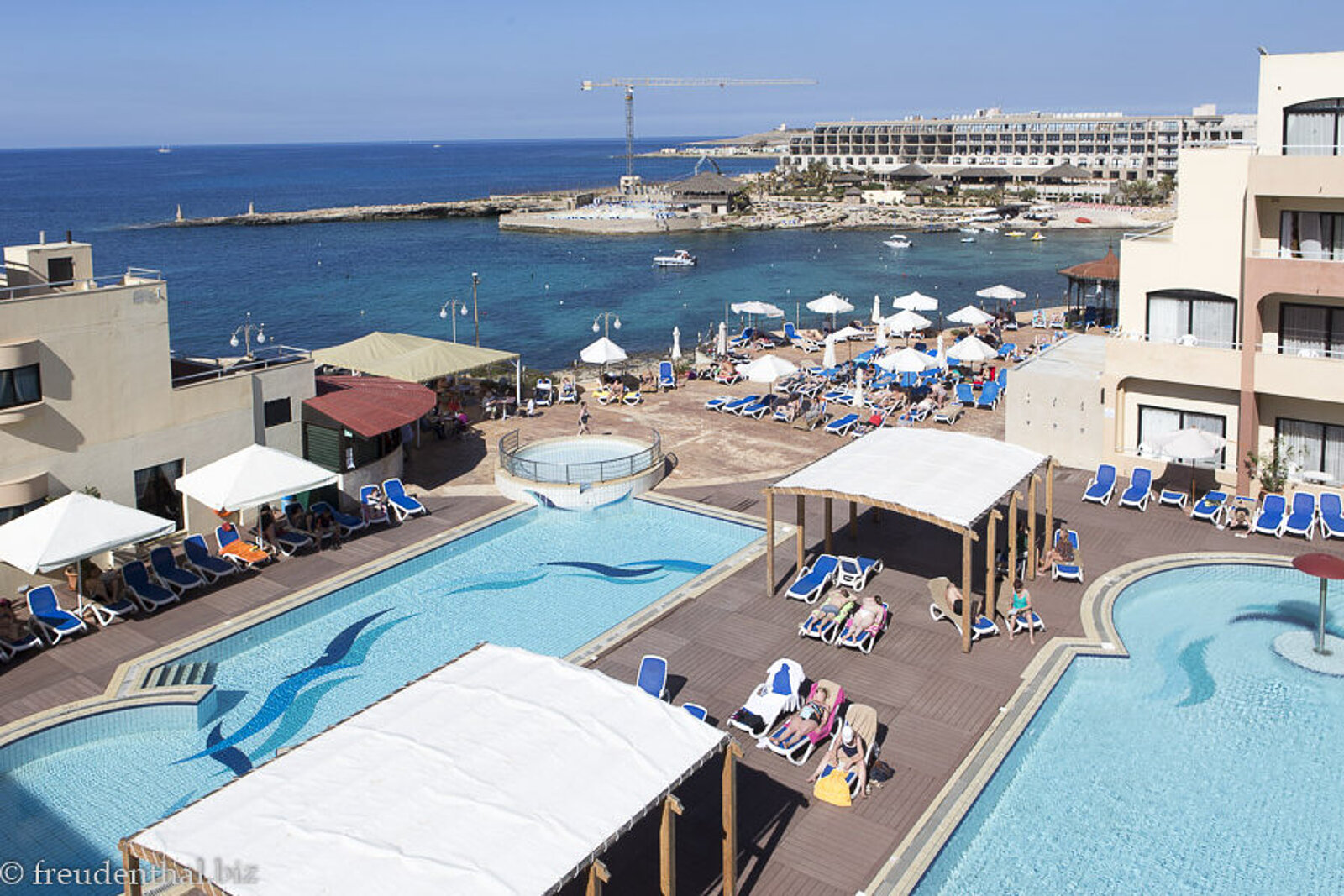 Blick von unserem Balkon im Hotel Riviera Spa Resort auf Malta