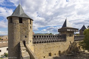 Festungsmauer im Château Comtal von Carcassonne